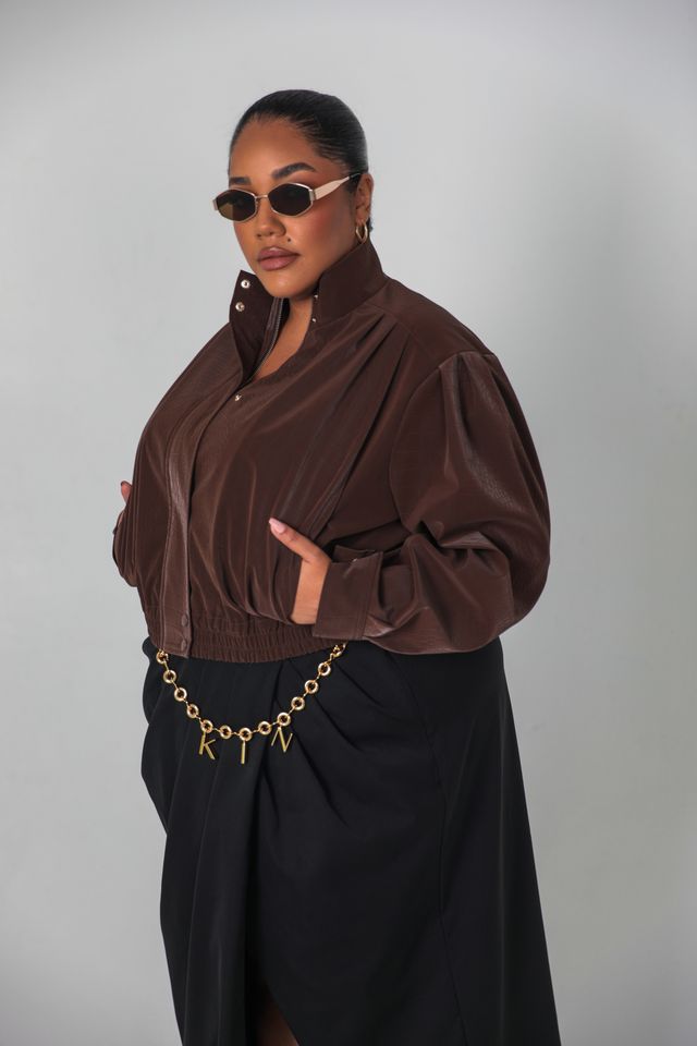 Statement Crocodile Jacket — Brown