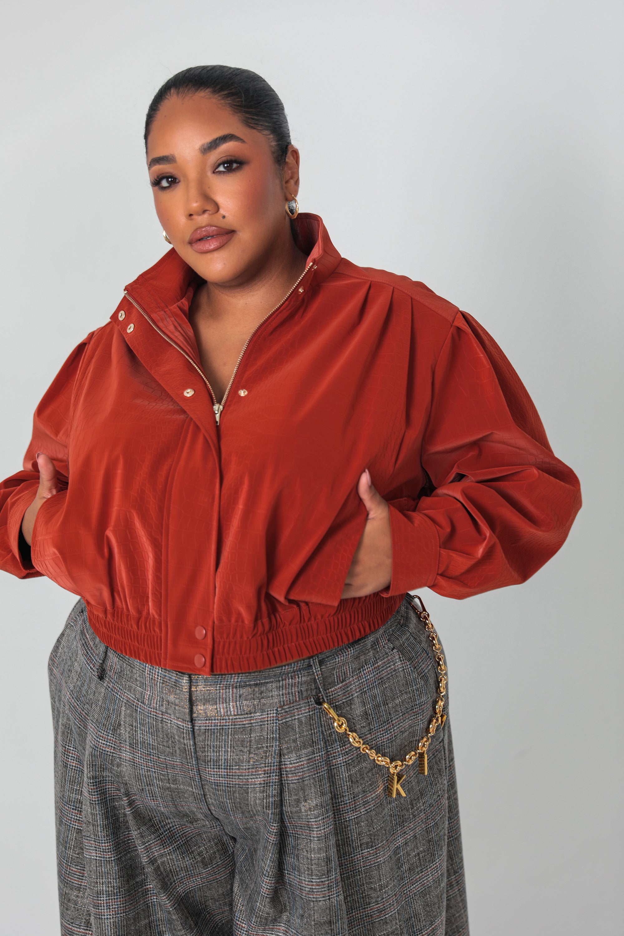 Statement Crocodile Jacket — Orange · KIN by Kristine